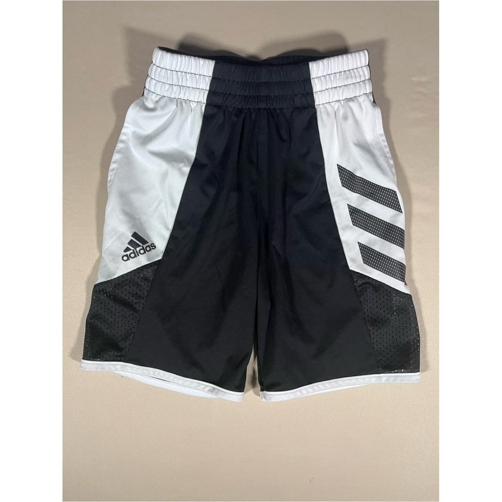 Adidas Boys Black White AEROREADY Mesh Athletic Basketball Shorts Size S 8